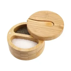 Salt- & Pepparströare-Elegant salt- och pepparkruka i bambu med lock och sked (91710001)
