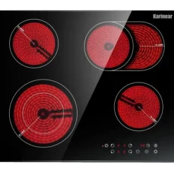 Spishällar-Elektrisk keramikhäll, touchkontroll, säkerhetslås, 4 inbyggda brännare