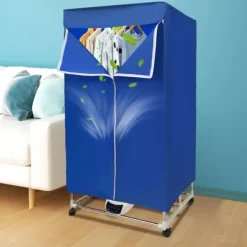 Torkskåp-Elektrisk klädtork - Portabelt torkskåp - Pekskärm - 1200–1500 W - PTC-uppvärmning - Timer 0–240 min - Bärkapacitet 30 kg - IPX1 - Blå