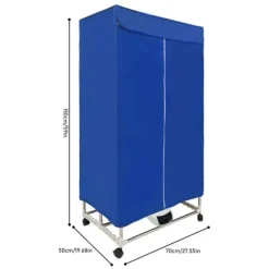 Torkskåp-Elektrisk klädtork - Portabelt torkskåp - Pekskärm - 1200–1500 W - PTC-uppvärmning - Timer 0–240 min - Bärkapacitet 30 kg - IPX1 - Blå