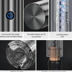 Korkskruvar-Elektrisk korkskruv - Professionell - Taktisk flasköppnare - Uppladdningsbar - 4 delar - Trådlös