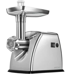 Matkvarnar-Elektrisk köttkvarn i rostfritt stål, med korvstopparutrustning MPM MMM-07M 1800W Silver 01054