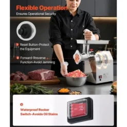 Matkvarnar-Elektrisk köttkvarn, 43x24,8x44 cm, rostfritt stål, kraftig