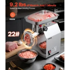 Matkvarnar-Elektrisk köttkvarn, 43x24,8x44 cm, rostfritt stål, kraftig