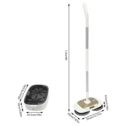 Elektrisk mopp, 180° rotation, 40 W dubbla motorer, 0,11 gal vattentank, LED-ljus, för trä- och klinkergolv, mörkgrå