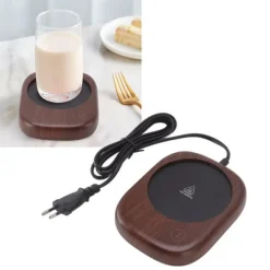 Dryckvärmare-Elektrisk mugg varmare Snabbuppvärmning Automatisk Håll varm Träsäd Dryckeskopp varmare EU-kontakt AC100‑240V