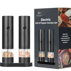 Elektrisk Pepparkvarn Set - Uppladdningsbar Salt- och Pepparkvarn med Keramisk Kvarn - 2-pack