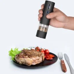 Elektrisk Pepparkvarn Set - Uppladdningsbar Salt- och Pepparkvarn med Keramisk Kvarn - 2-pack