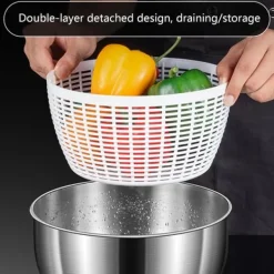 Elektrisk salladstork, frukt- och grönsakstork, 4,5L stor automatisk salladsgrönsakstork, USB-laddningsbar salladstork, sallad, frukt- och grönsaksto | CDON