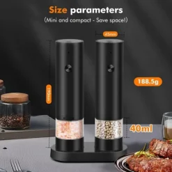 Elektrisk salt- och pepparkvarn - USB-laddningsbar elektrisk pepparkvarn med förvaringsbox