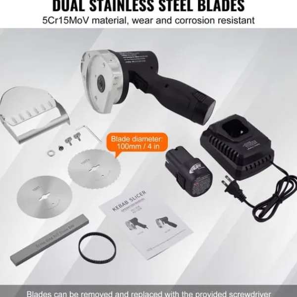 Elektriska Knivar-Elektrisk shawarmakniv, sladdlös, turkisk döner kebab köttskärare med 2 blad.