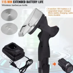 Elektriska Knivar-Elektrisk shawarmakniv, sladdlös köttskärare för turkisk döner kebab med 2 blad.