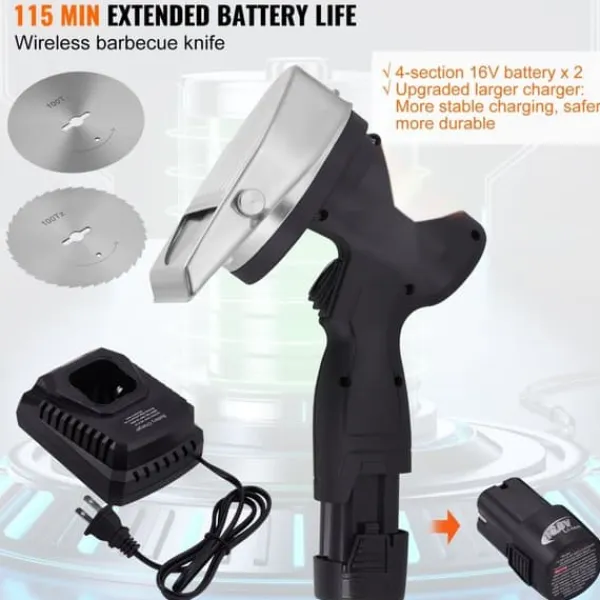 Elektriska Knivar-Elektrisk shawarmakniv, sladdlös köttskärare för turkisk döner kebab med 2 blad.