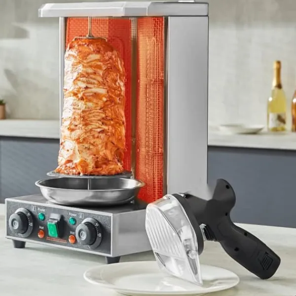Elektriska Knivar-Elektrisk shawarmakniv, sladdlös köttskärare för turkisk döner kebab med 2 blad.