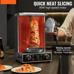 Elektriska Knivar-Elektrisk shawarmakniv, Turkisk döner kebab, köttgyroskärare med 2 blad - effektiv och praktisk!