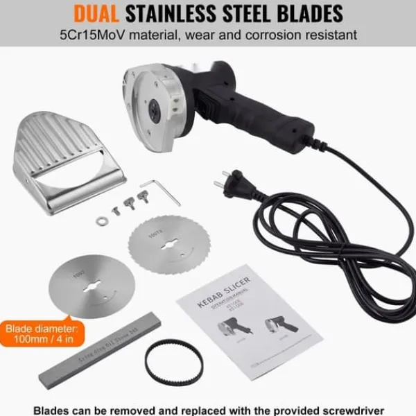 Elektriska Knivar-Elektrisk shawarmakniv, Turkisk döner kebab, köttgyroskärare med 2 blad - effektiv och praktisk!