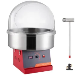 Maskiner För Spunnet Socker-Elektrisk sockervaddsmaskin 1000 W, kommersiell sockerfiamaskin med lock, rostfri skål och sockerskopa, perfekt för fest och evenemang
