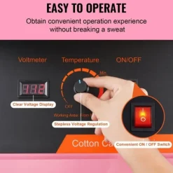 Elektrisk sockervaddsmaskin 1000 W, kommersiell godismaskin med lock, rostfri skål och sockerskopa, perfekt för evenemang