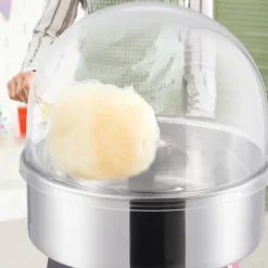 Elektrisk sockervaddsmaskin 1000 W, kommersiell godismaskin med lock, rostfri skål och sockerskopa, perfekt för evenemang