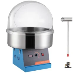 Maskiner För Spunnet Socker-Elektrisk sockervaddsmaskin 1000 W, kommersiell godismaskin med lock, rostfri skål och sockerskopa, perfekt för fest och evenemang