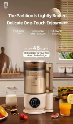 Elektrisk sojamjölksmaskin - Högprestandamixer - 1,5 l - Automatiska program - Juicer - Rispasta/risgröt - Vit