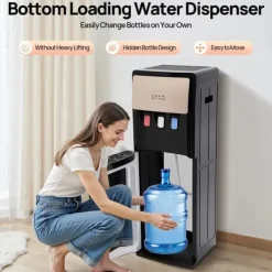 Vattenkylare-Elektrisk vattenautomat - Golvstående vattenkylare - Varmt och kallt vatten - Bottenmatad - 110V/220V - UL-certifierad - Vit