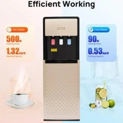 Vattenkylare-Elektrisk vattenautomat - Golvstående vattenkylare - Varmt och kallt vatten - Bottenmatad - 110V/220V - UL-certifierad - Vit