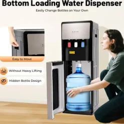 Vattenkylare-Elektrisk vattenautomat - Golvstående vattenkylare - Varmt och kallt vatten - Bottenmatad - 110V/220V - UL-certifierad - Vit