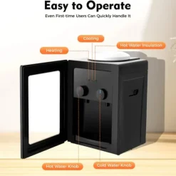 Vattenkylare-Elektrisk vattendispenser/vattenkylare - Bordsmodell - Varm & kall, Toppmatad, 220V 50Hz, 550W/75W, För 3,5–18,9 L dunkar - Svart