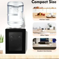 Vattenkylare-Elektrisk vattendispenser/vattenkylare - Bordsmodell - Varm & kall, Toppmatad, 220V 50Hz, 550W/75W, För 3,5–18,9 L dunkar - Svart