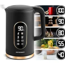 Vattenkokare-Elektrisk vattenkokare 1,7l Berdsen BD-712 svart och guld