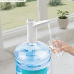 Vattenkylare-Elektrisk vattenpump för vattendunk - MR001 - LED-display - 1,2 L/min - USB-laddning, 1200 mAh batteri - Livsmedelssilikon & ABS - Vit