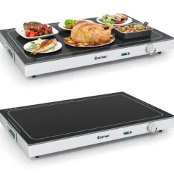 Elektrisk värmebricka, 56,5x37x6,5 cm, svart och silver