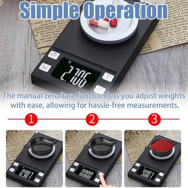Elektronisk digitalvåg 100g/0,001g med tarafunktion