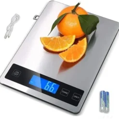 Elektronisk köksvåg, 15 kg/33 lb matvåg, köksvåg Noggrannhet på 1 g/0,1 oz, USB-laddning, LCD-skärm