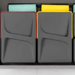 Källsorteringskärl-Emuca Recycling Bin Recycling Kit för kökslådor Återvinningshöjd 266 mm, 2x15 liter, antracitgrå plast