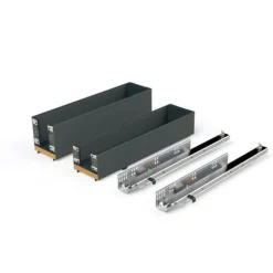 Emuca Sidomonterad utdragbar flaska i titan Simplex med dämpad stängning, modul 150mm, Grafitgrå