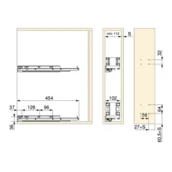 Emuca Sidomonterad utdragbar flaska i titan Simplex med dämpad stängning, modul 150mm, Grafitgrå