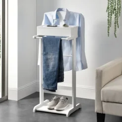 [en.casa] Kläd- & Garderobsförvaring-® Klädbetjänt-43,5x34,5x110cm-furu-vit