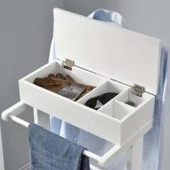 [en.casa] Kläd- & Garderobsförvaring-® Klädbetjänt-43,5x34,5x110cm-furu-vit