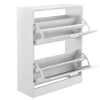 [en.casa] ® Skoskåp-63x24x81cm-2 fack-vit-plats för 12 par skor