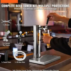 Ölkranar-Enkel Tap Kegerator Tornsats, Kegerator Öltorn & A-System Fatskoppling