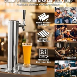 Ölkranar-Enkel Tap Kegerator Tornsats, Kegerator Öltorn & A-System Fatskoppling