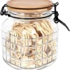 Förvaringsburkar-Excellent Houseware Köksburk glasbehållare med bambulock patentklämma tät med försegling 1,1 l