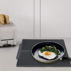 Diskställ & Torkställ-Extra stor diskmatta av premium värmetålig silikon (grå)