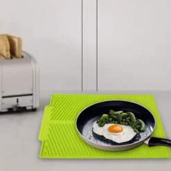 Mattor & Galler Till Diskhoar-Extra stor diskmatta av premium värmebeständig silikon (grön)