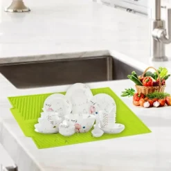 Mattor & Galler Till Diskhoar-Extra stor diskmatta av premium värmebeständig silikon (grön)