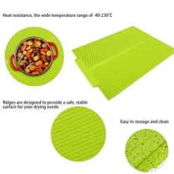 Mattor & Galler Till Diskhoar-Extra stor diskmatta av premium värmebeständig silikon (grön)