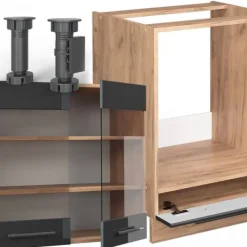 Monteringsfärdiga Kök & Pentryn-Fame-Line hörnkök, 227 x 287 cm, PT Antracit, Blank antracit/Gyllene ek, Vicco