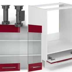 Monteringsfärdiga Kök & Pentryn-Fame-Line hörnkök, 160 x 190 cm, PT Antracit, Bordeaux högglans/vit, Vicco